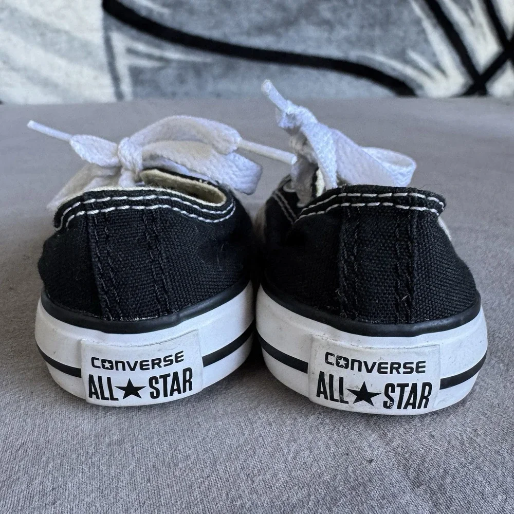 Size 4c - Converse All Star Low Chucks 7J235 Black Canvas Shoes Unisex Toddler